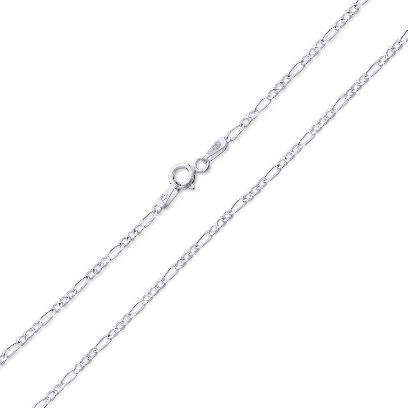Classic Thin 1.5MM Solid Figaro Link Chain Necklace .925 Sterling Silver 24 Inch