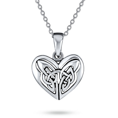 Butterfly Heart Knot Triquetra Celtic Necklace Sterling Silver Pendant