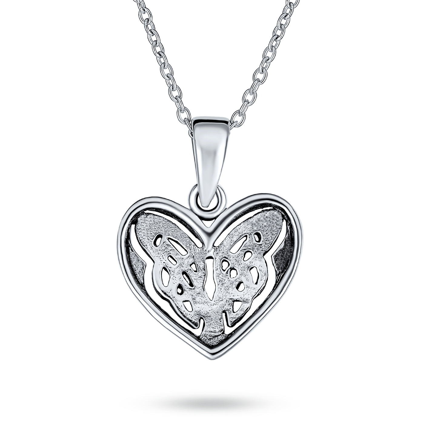 Butterfly Heart Knot Triquetra Celtic Necklace Sterling Silver Pendant