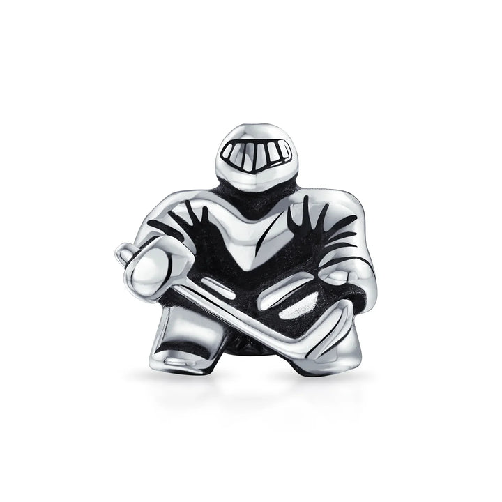 Ice Hockey Goalie Sports Team Charm Bead Sterling Silver for