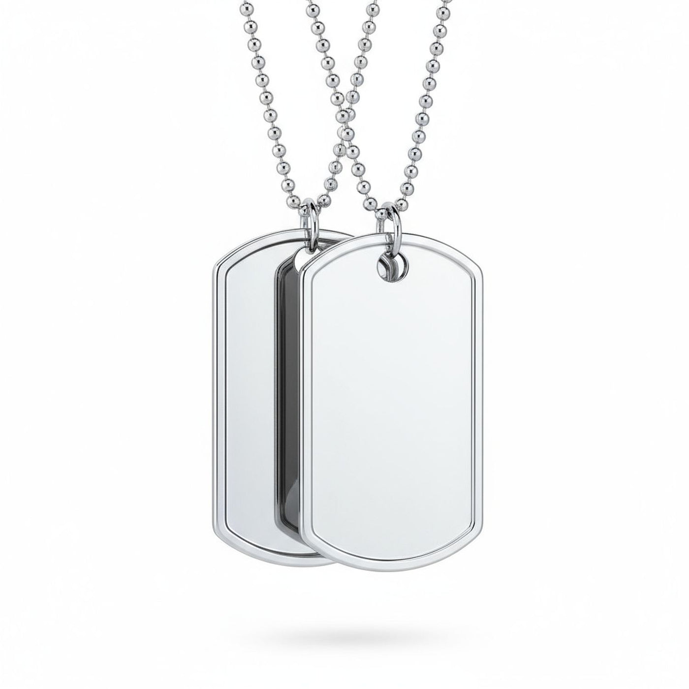 Set of 2 Army Dog Tag Pendant Necklace Sterling Silver 20 Inch Chain