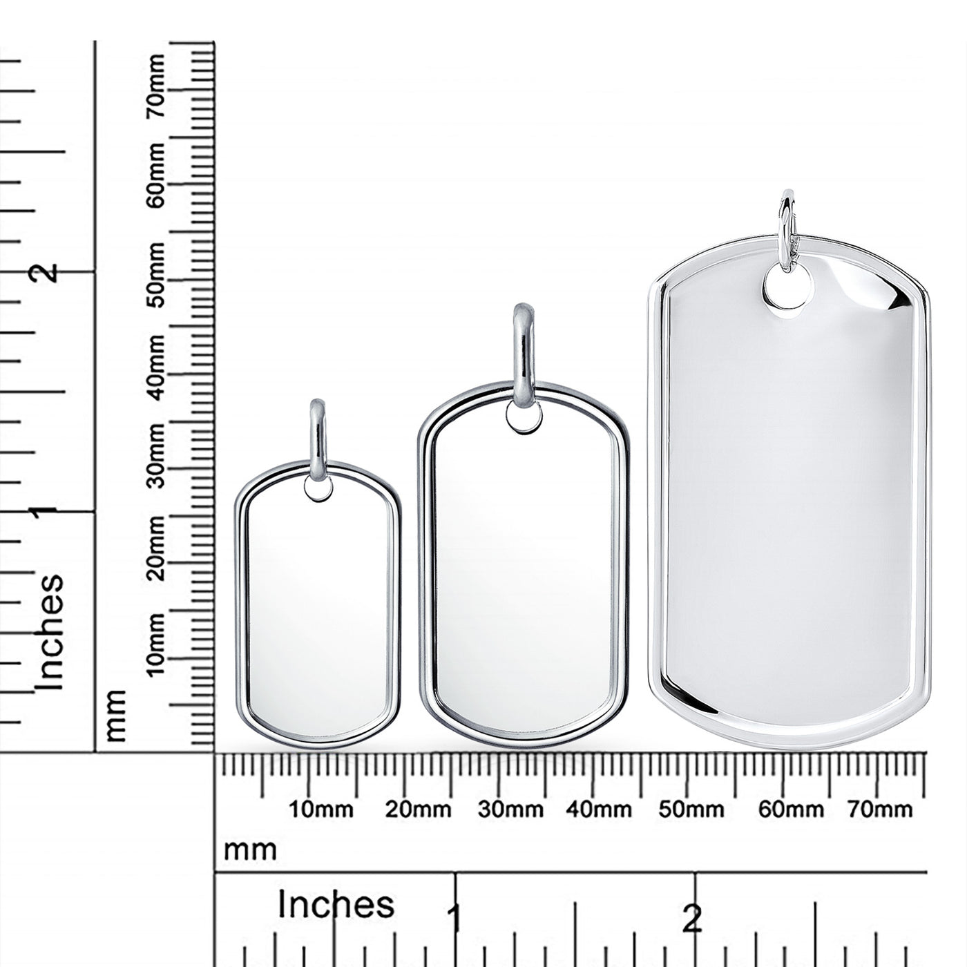 Men's Large Army Dog Tag Pendant Necklace Sterling Silver Ball Chain 18-20 Inch - Bling Jewelry