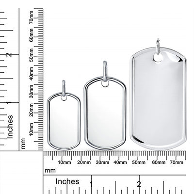 Men's Large Army Dog Tag Pendant Necklace Sterling Silver Ball Chain 18-20 Inch - Bling Jewelry