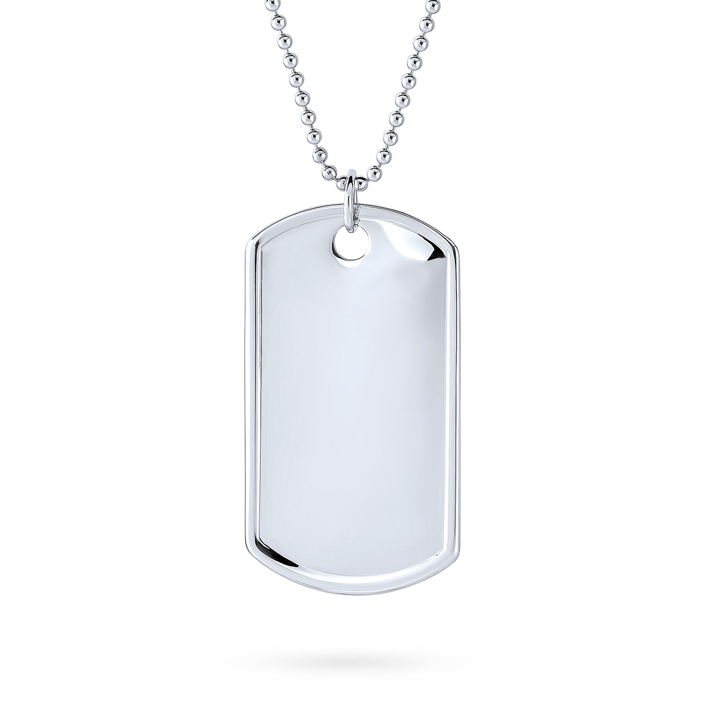 Set of 2 Army Dog Tag Pendant Necklace Sterling Silver 20 Inch Chain
