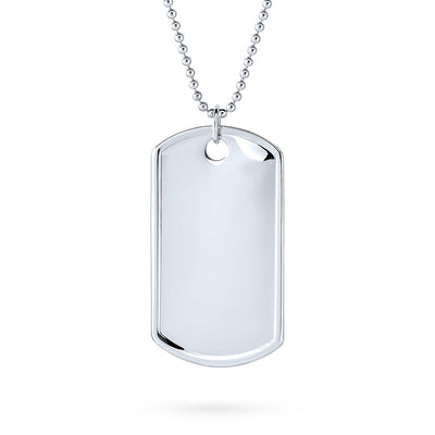 Set of 2 Army Dog Tag Pendant Necklace Sterling Silver 20 Inch Chain