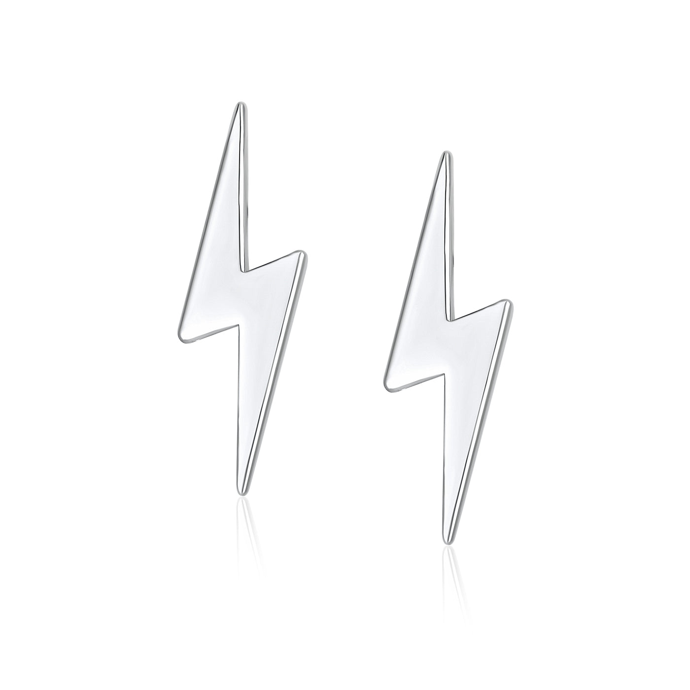 Tiny Minimalist Thunder Lightning Bolt Stud Earrings Sterling Silver