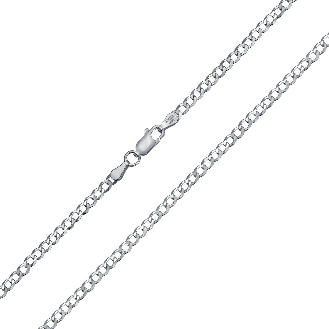 Real 925 Sterling Silver Curb Cuban Chain Necklace – Mens 1mm – Made In Italy – All Sizes