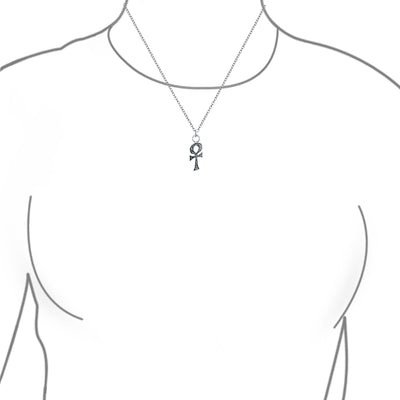 Egyptian Key To Life Ankh Cross Pendant Necklace Oxidized Sterling Silver