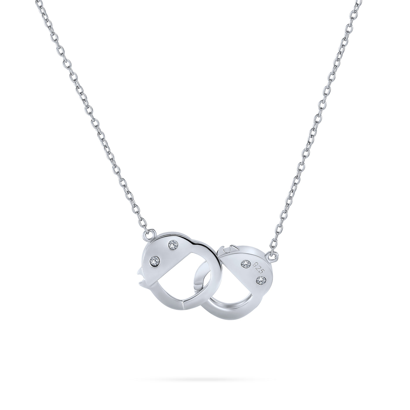 Delicate CZ Accent Handcuff Pendant Necklace & Bangle Bracelet Sterling Silver