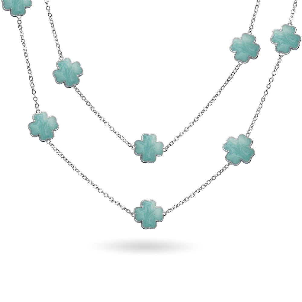 Distanziale Fiore In Vetro Di Murano Per Bracciale - Quadrifoglio Verde, Nero, Bianco - Anima In Argento .925 - Regalo Per Donne