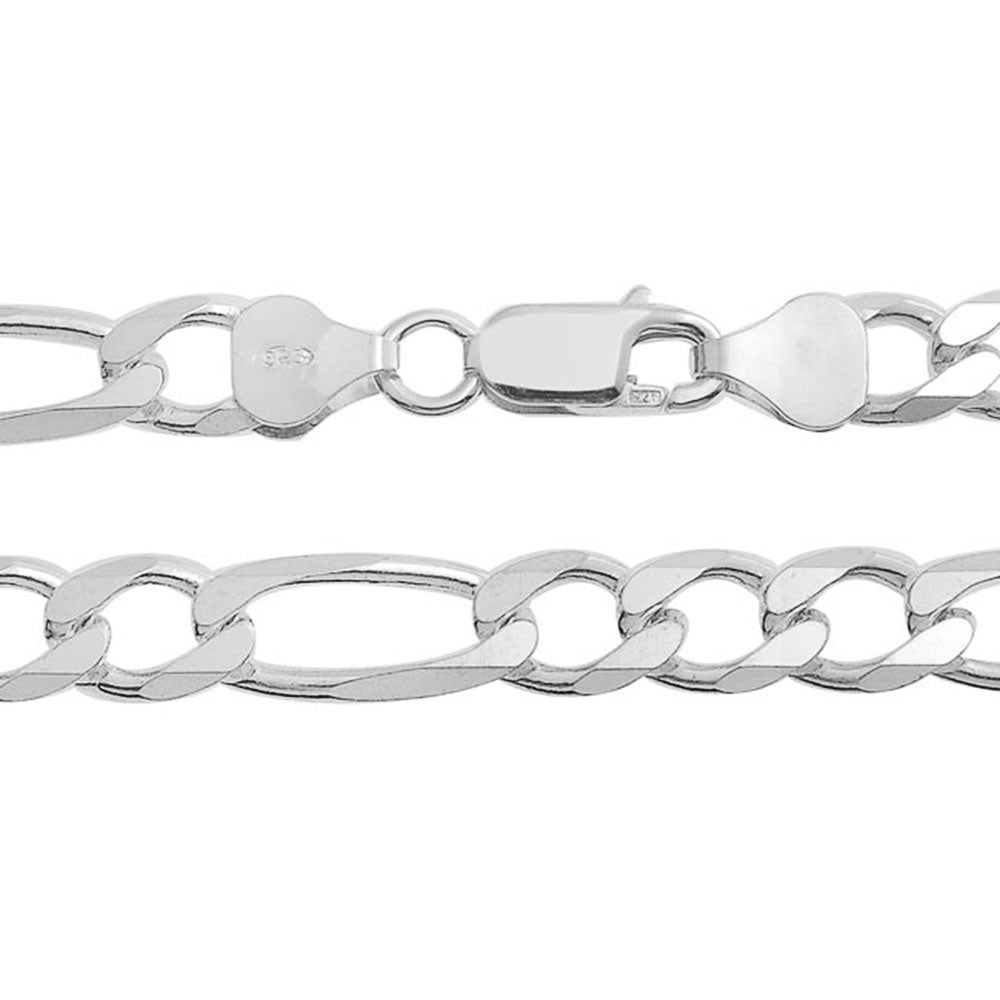 200 Gauge Solid Men's Sterling Silver Figaro Chain Necklace - Bling Jewelry