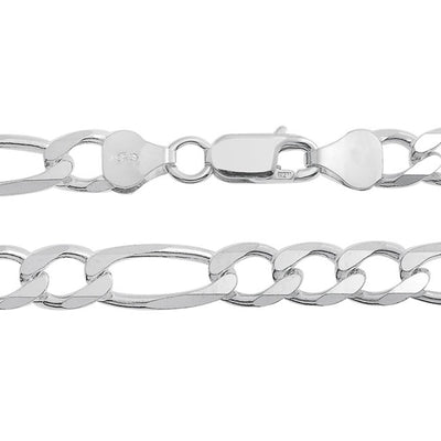 200 Gauge Solid Men's Sterling Silver Figaro Chain Necklace - Bling Jewelry