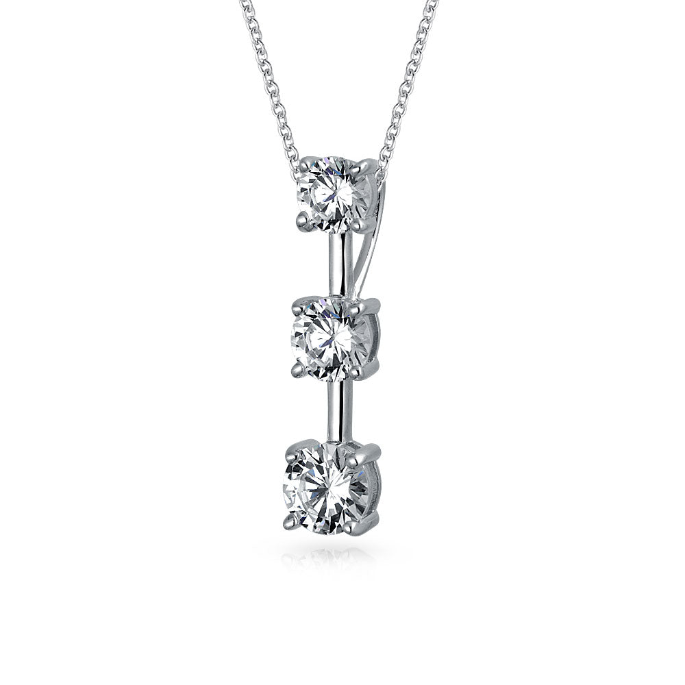 2.5 CT Solitaire Round CZ Pendant Necklace Sterling Silver Necklace