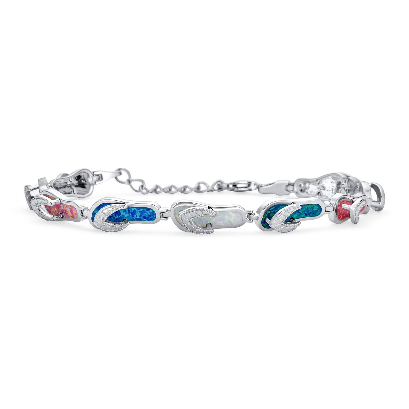 Tropical Vacation Flip Flop al Created Opal Bracelet Sterling Silver