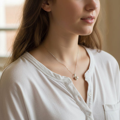 Timeless Round Freshwater Cultured Pearl Pendant Necklace Sterling Silver