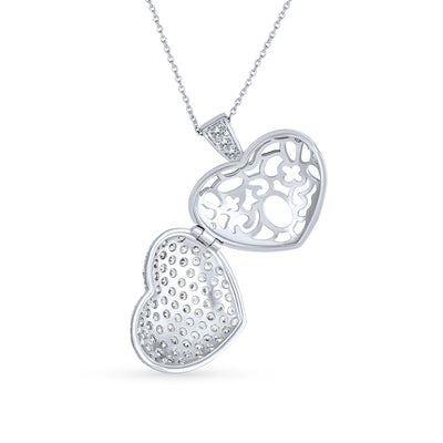 CZ Heart Aromatherapy Essential Oil Perfume Diffuser Locket Necklace