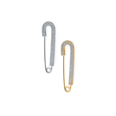 Set of 2 Crystal Candy Cane Safety Pin Brooch Pin Gold Silver Plated 2 Inch - Bling Jewelry