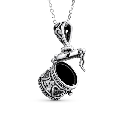 Vintage Square Heart Locket Necklace Pendant Sterling Silver Keepsake Holder - Bling Jewelry