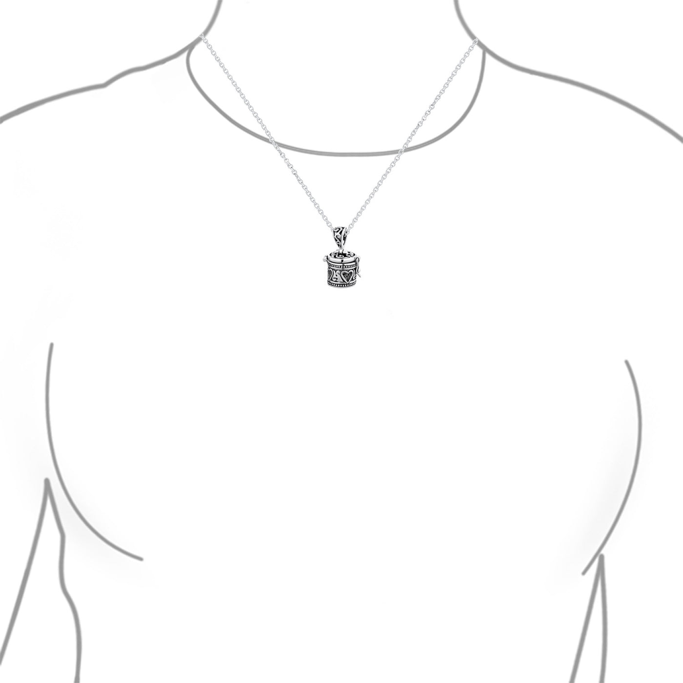 Vintage Square Heart Locket Necklace Pendant Sterling Silver Keepsake Holder - Bling Jewelry