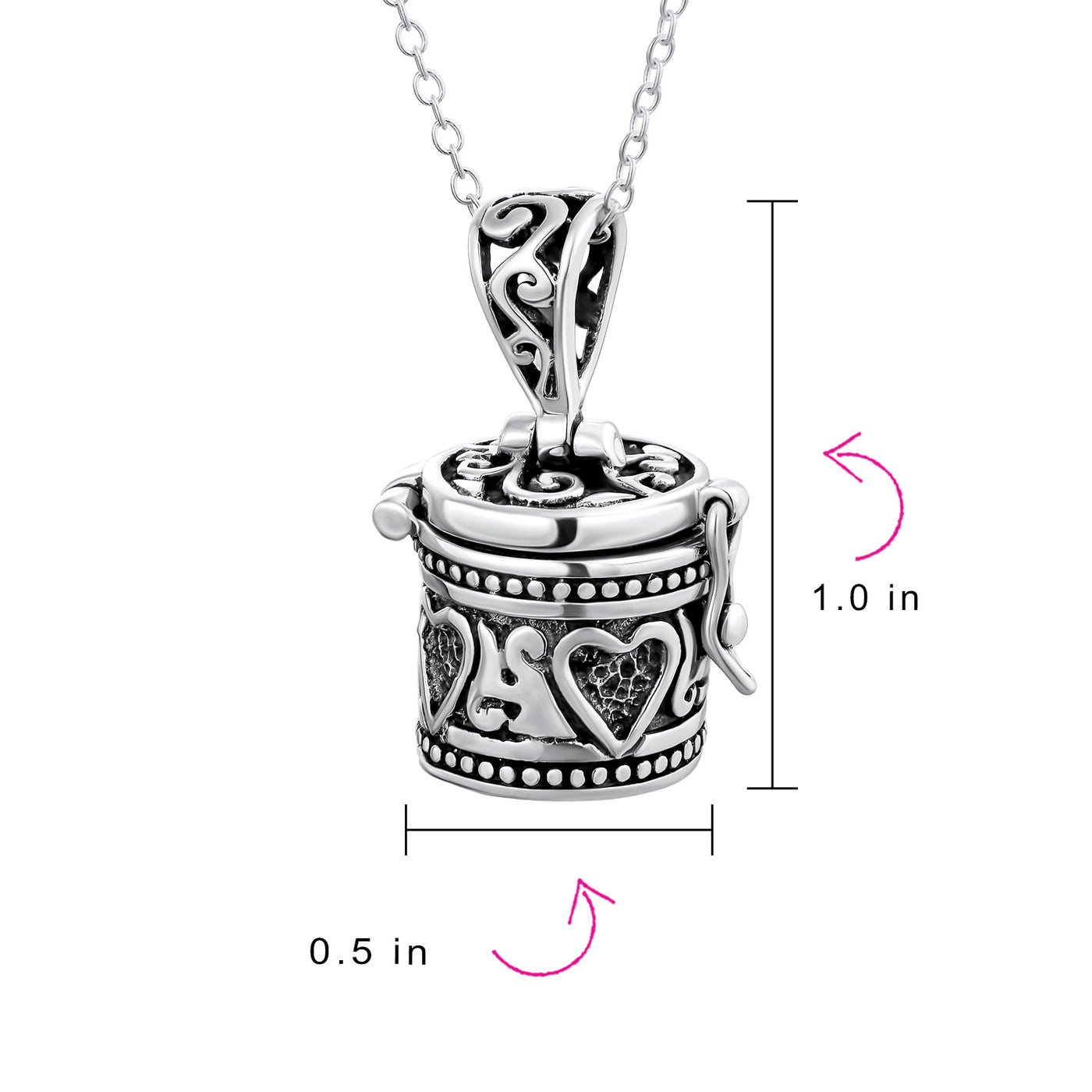 Vintage Square Heart Locket Necklace Pendant Sterling Silver Keepsake Holder - Bling Jewelry