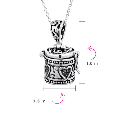 Vintage Square Heart Locket Necklace Pendant Sterling Silver Keepsake Holder - Bling Jewelry