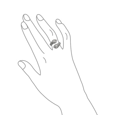 Black White Cubic Zirconia CZ Leopard Panther Cat Statement Ring