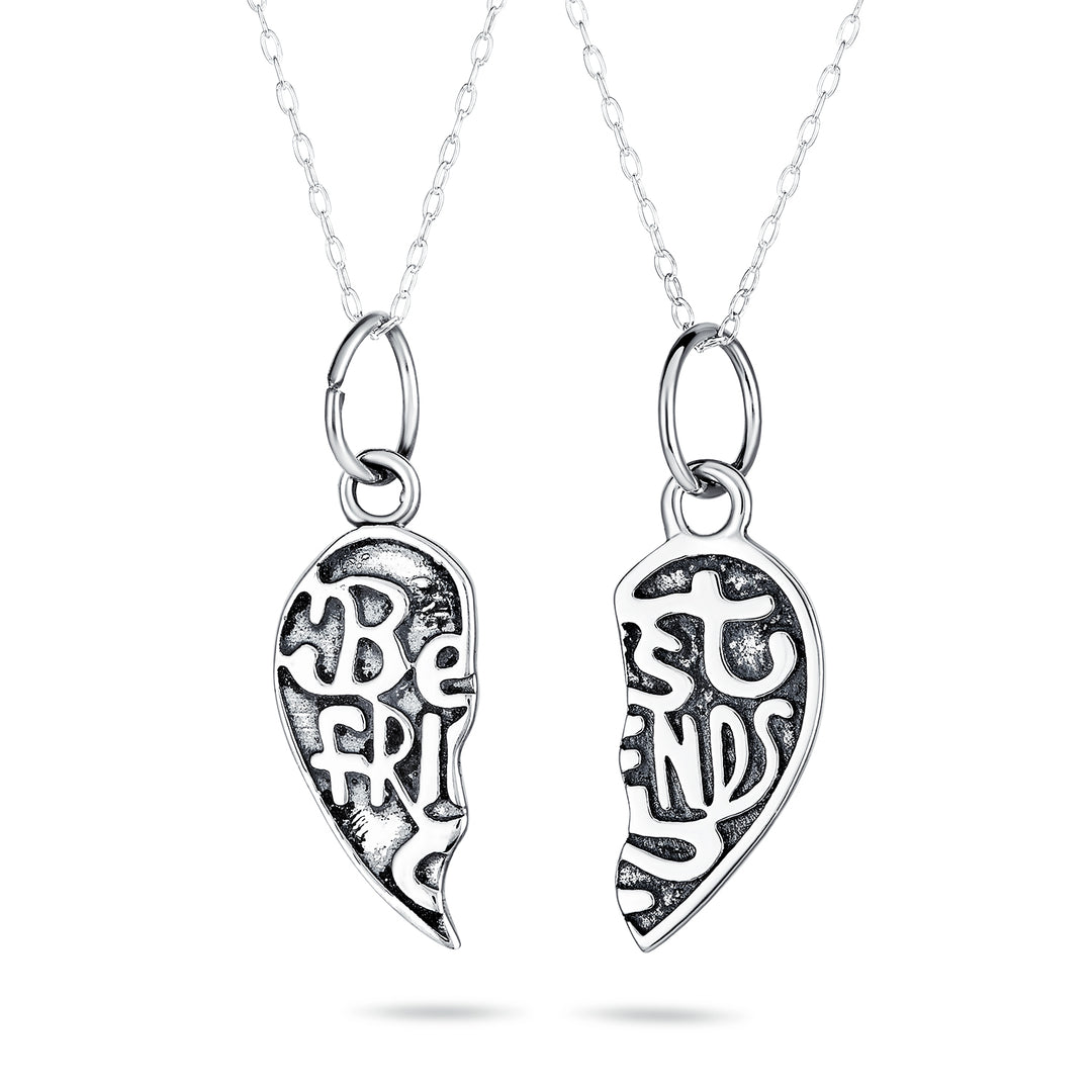 jewellery silver best friend necklace Split Broken Puzzle Heart Break Apart Pendant Necklace Sterling Silver