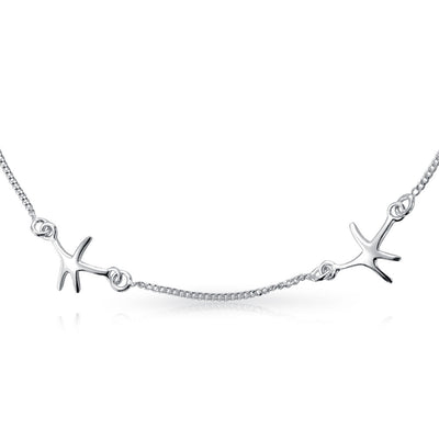 Nautical 4 Starfish Anklet Ankle Bracelet .925 Sterling Silver 9 Inch