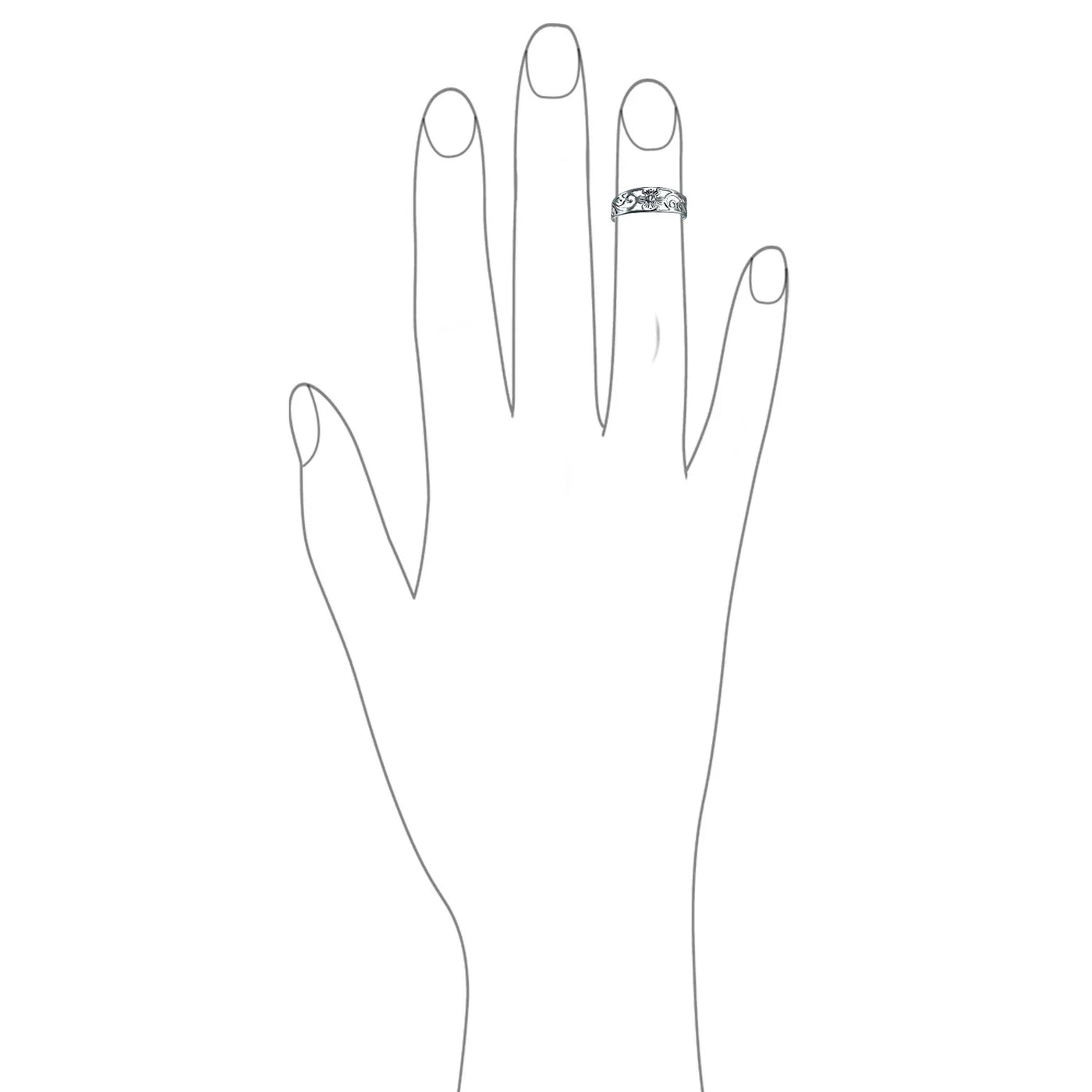 Flowers Vine Carved Swirl Filigree Oxidized Sterling Silver Midi Toe Ring - Bling Jewelry