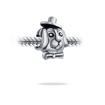 Top Dog Hat Puppy Animal Lover Bead Charm .925 Sterling Silver
