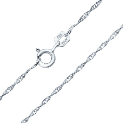 Set of 2 Thin 1.5MM Sterling Silver Singapore Rope Chain Necklace 20 & 24 Inch