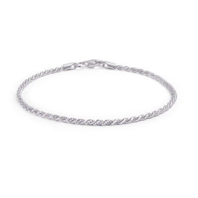 Simple Plain Twist Rope Chain Bracelet .925 Sterling Silver 40 Gauge