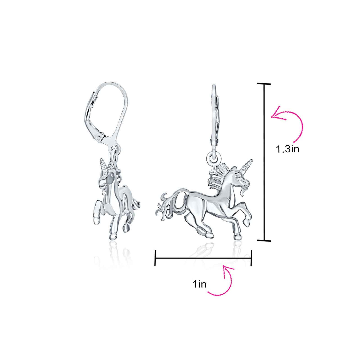 Pegasus Unicorn Medallion Necklace & Dangle Earring Set Oxidized Sterling Silver