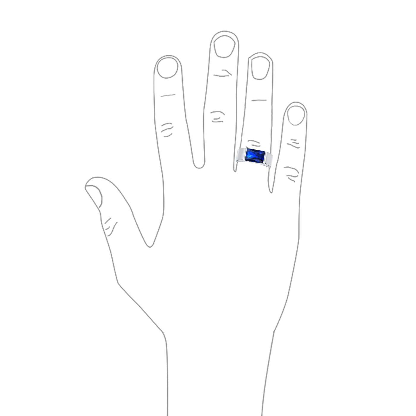 Mens Stainless Steel Ring 4CTW Simulated Blue Sapphire or Clear CZ Emerald Cut