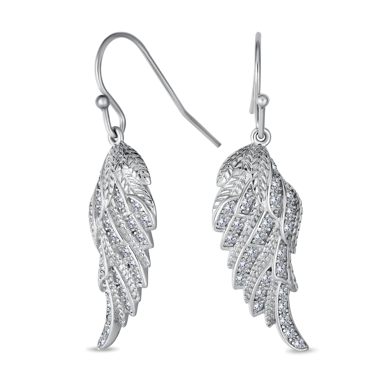 Heavenly Angel Wing Dangle Chandelier Earrings with CZ Pave in Sterling ...