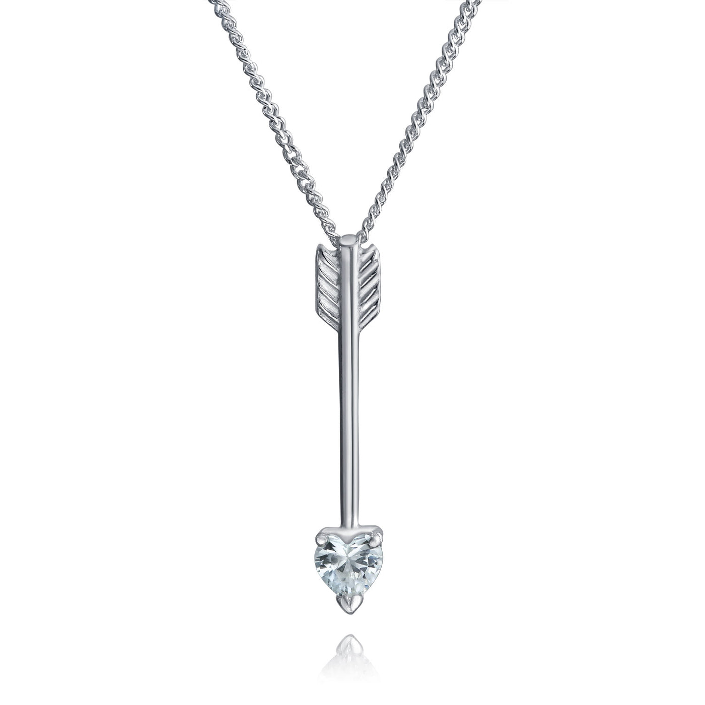 Arrow Pendant Necklace Heart Cubic Zirconia Sterling Silver Necklace