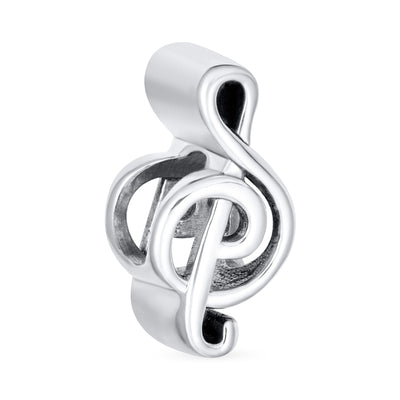 Set of 2 Sterling Silver G Clef Musician Charm Bead for European Bracelets