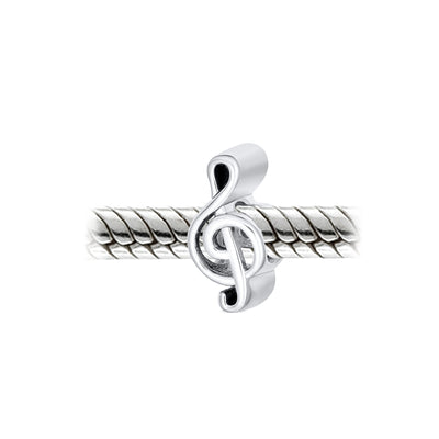 Set of 2 Sterling Silver G Clef Musician Charm Bead for European Bracelets