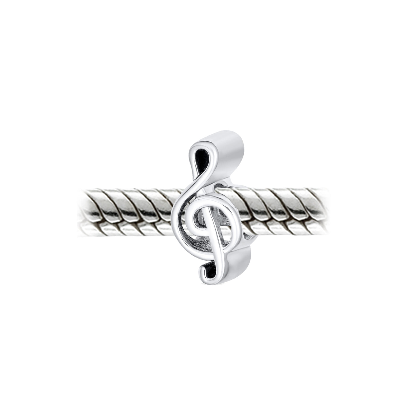 Set of 2 Music Notes G Clef & Electric Guitar Charm Bead Sterling Silver