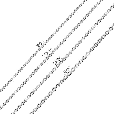 Rope Link Chain 2 MM 50 Gauge Necklace Sterling Silver Made In Italy