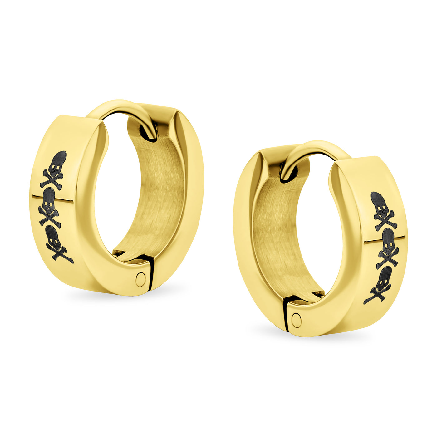 Set of 2 Angel Wings Gecko Lizard Hoop Huggie Earrings Black Gold ...