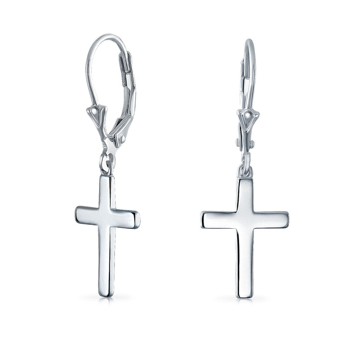 Handmade Silver Cross Filigree Dangle Earrings – 925 Sterling Silver Hooks – USA Made