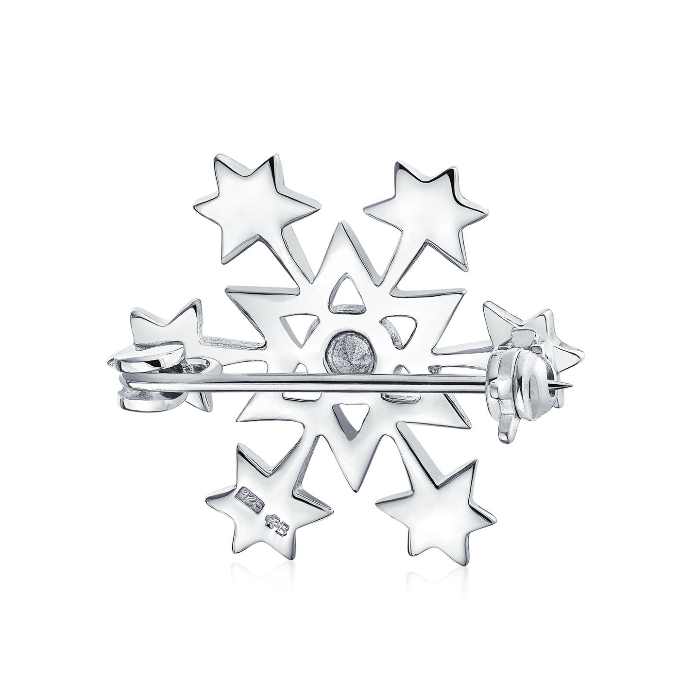 Winter Holiday CZ Cubic Zirconia Blue Snowflake Brooch Christmas Pin