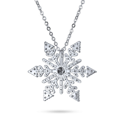 Branch Snowflake Pendant Cubic Zirconia CZ Necklace Sterling Silver