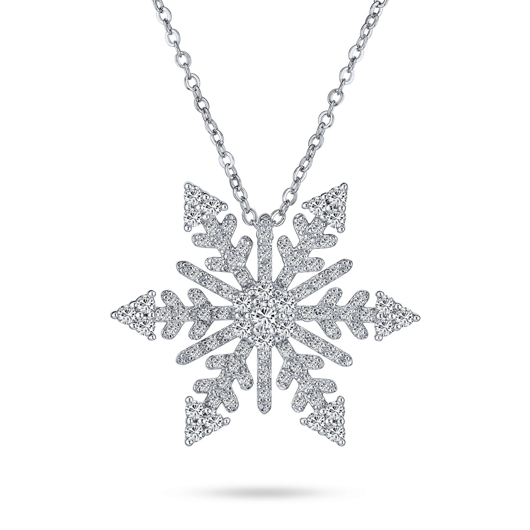 Orecchini Pendenti A Fiocco Di Neve LYPTOPOP, Placcati Oro Bianco Con Zirconi Cubici Blu. In Confezione Regalo, Perfetti Per Natale.