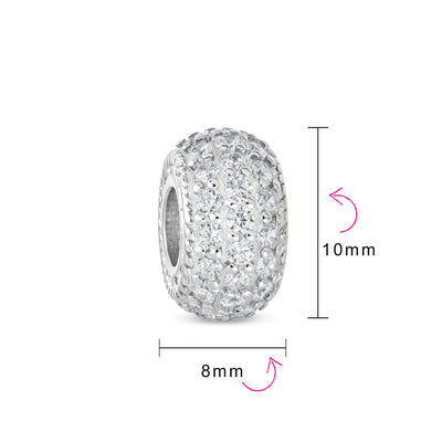 Sparkling Dome Crystal Bead Charm Rose Gold Plated Silver for European Bracelet - Bling Jewelry