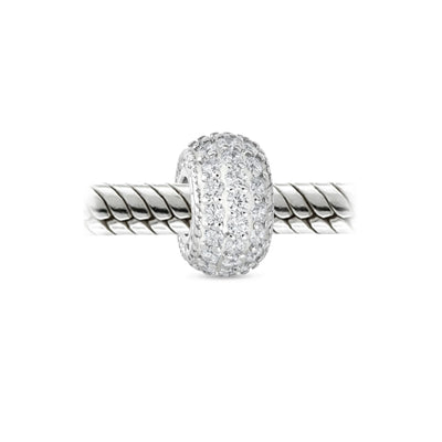 Sparkling Dome Crystal Bead Charm Rose Gold Plated Silver for European Bracelet - Bling Jewelry