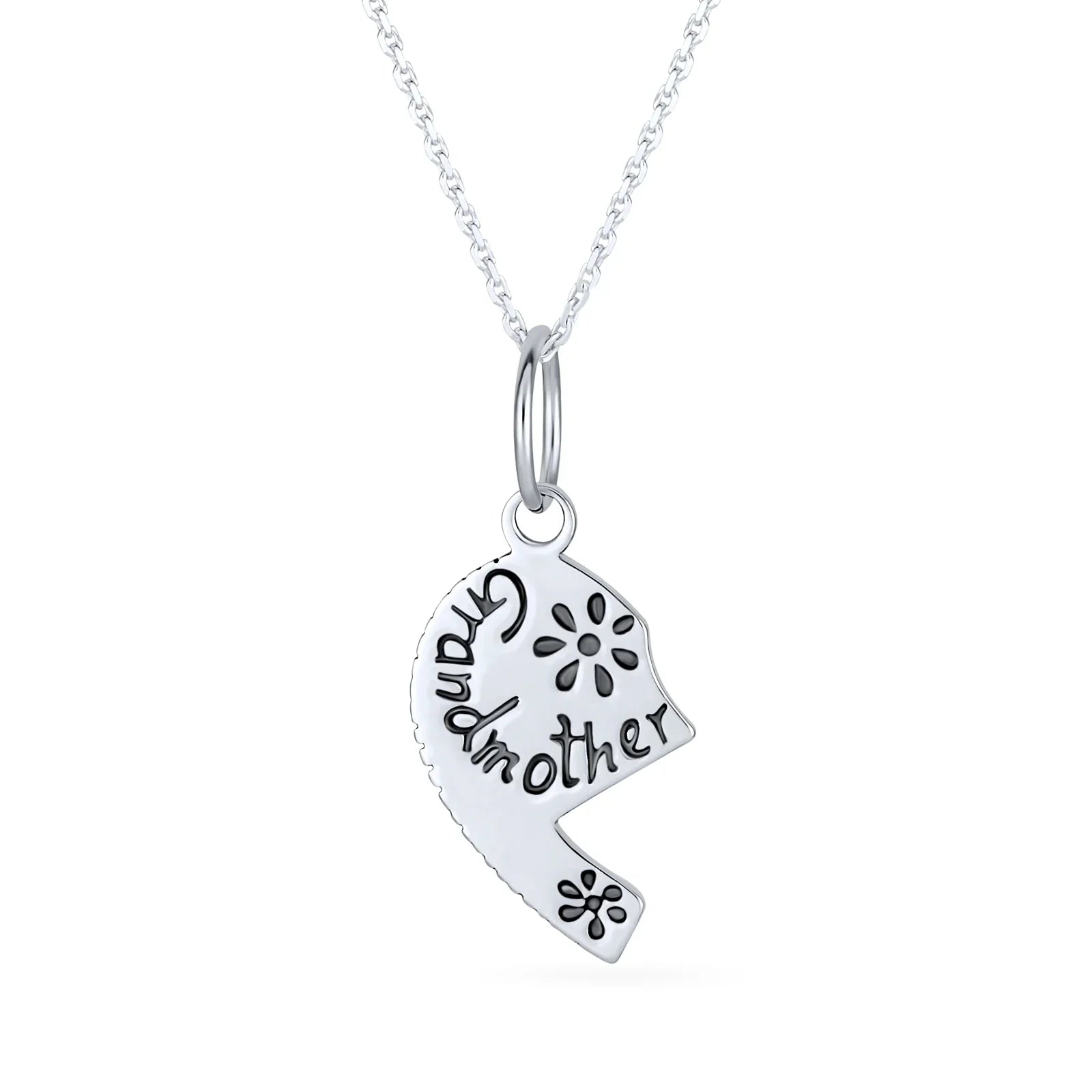 Split Heart Puzzle Pendant Necklace for Grandma Granddaughter