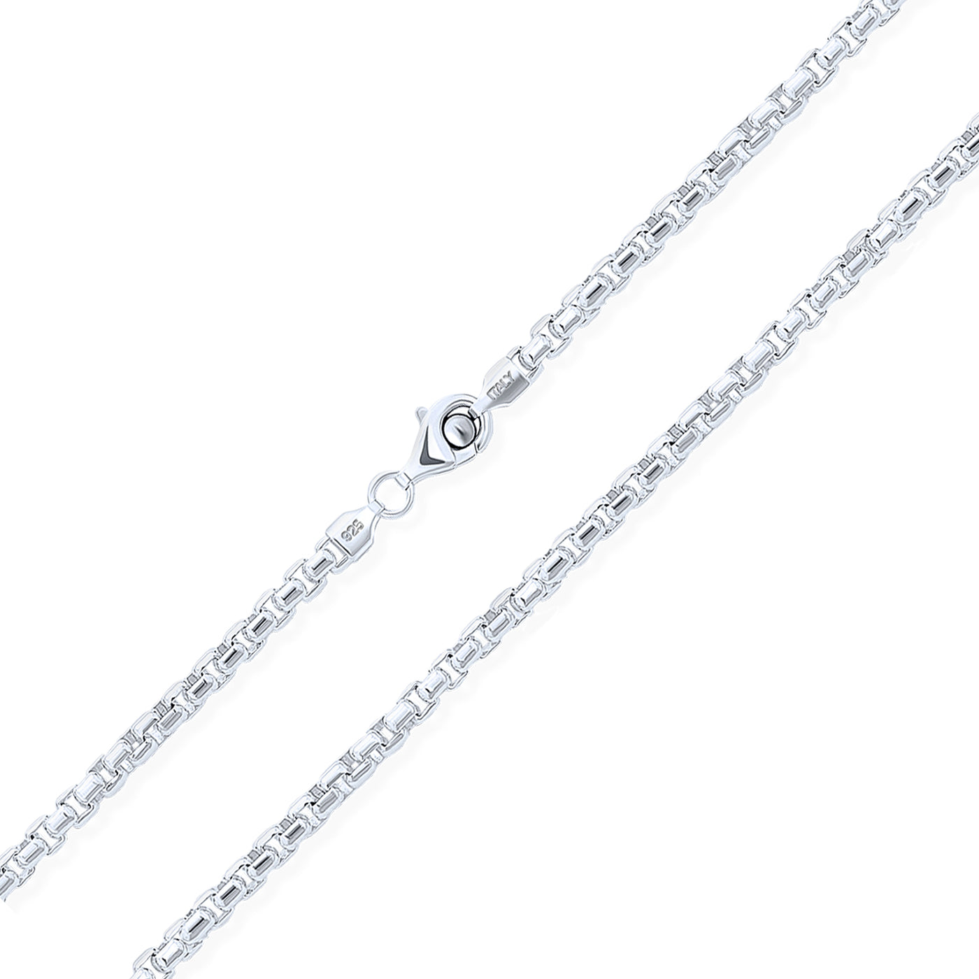 Men's 5MM Thick Sterling Silver Box Chain Necklace Italian Made 16-30 Inch - Bling Jewelry