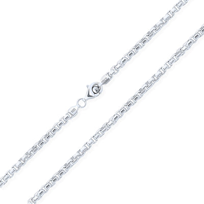 Men's 5MM Thick Sterling Silver Box Chain Necklace Italian Made 16-30 Inch - Bling Jewelry